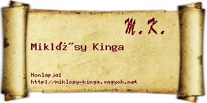Miklósy Kinga névjegykártya